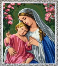 Алмазная мозаика Paintboy на подрамнике размер 40х50 круглые камешки CK 1495 Дева Мария с младенцем
