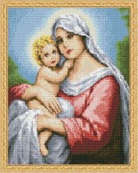 Алмазная мозаика Paintboy на подрамнике размер 40х50 круглые камешки CK 3158 Икона Мадонна и младенец